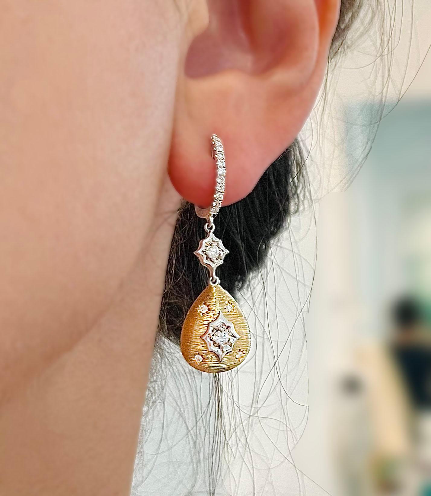 Italienische Designer-Ohrringe aus 18 Karat Gold im etruskischen Stil (Rundschliff) im Angebot