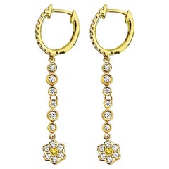 Italian Designer 18 Karat Gold Flower Diamond Earrings