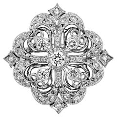 Italian Designer 18 Karat White Gold Flower Motif Diamond Ring