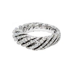 Italian Designer 18 Karat White Gold Pave Eternity Ring