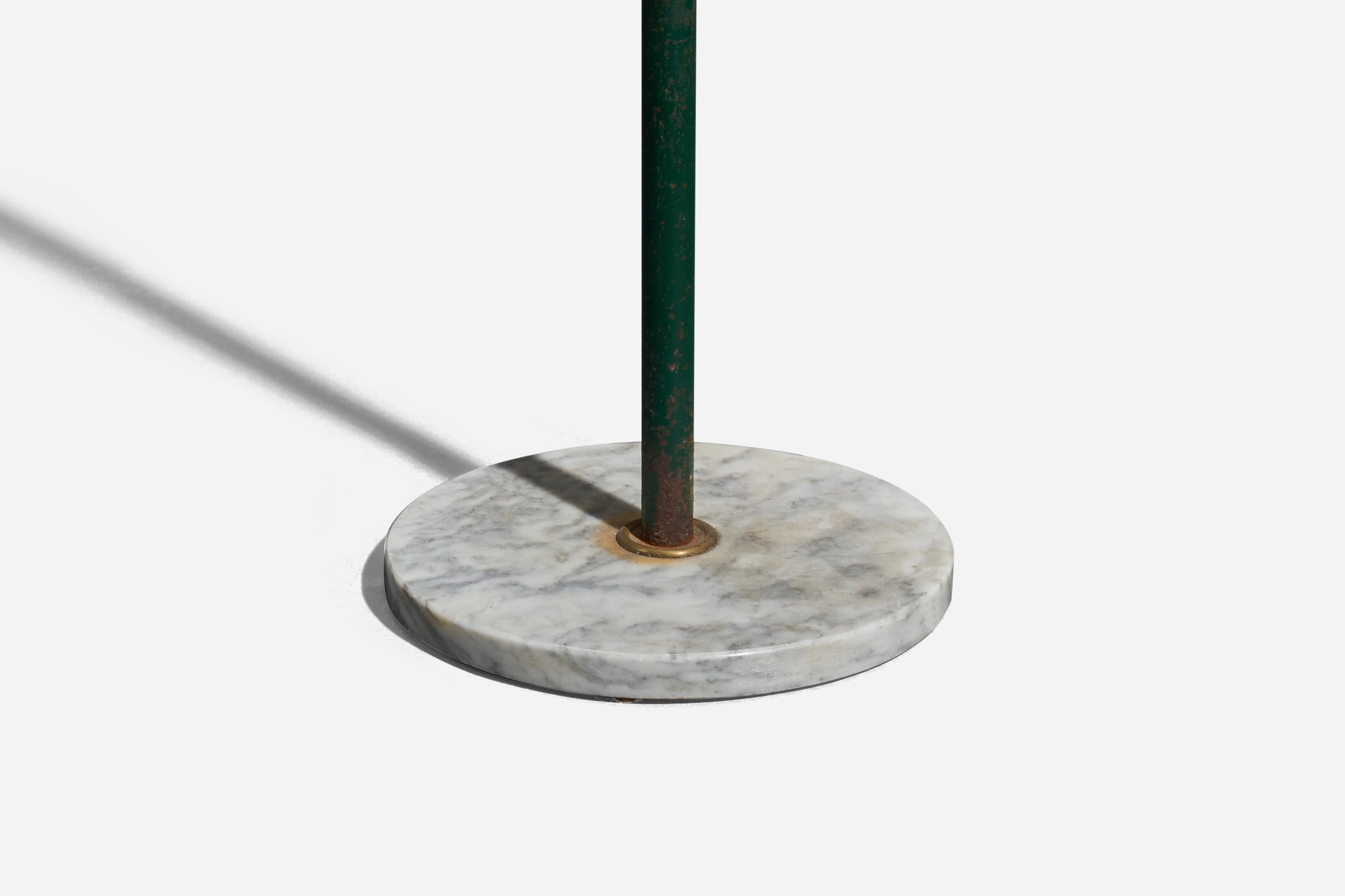 Italian Designer, Adjustab Floor Lamp, Brass, Vinyl, Marble, Resin, Italy, 1950s In Good Condition For Sale In High Point, NC