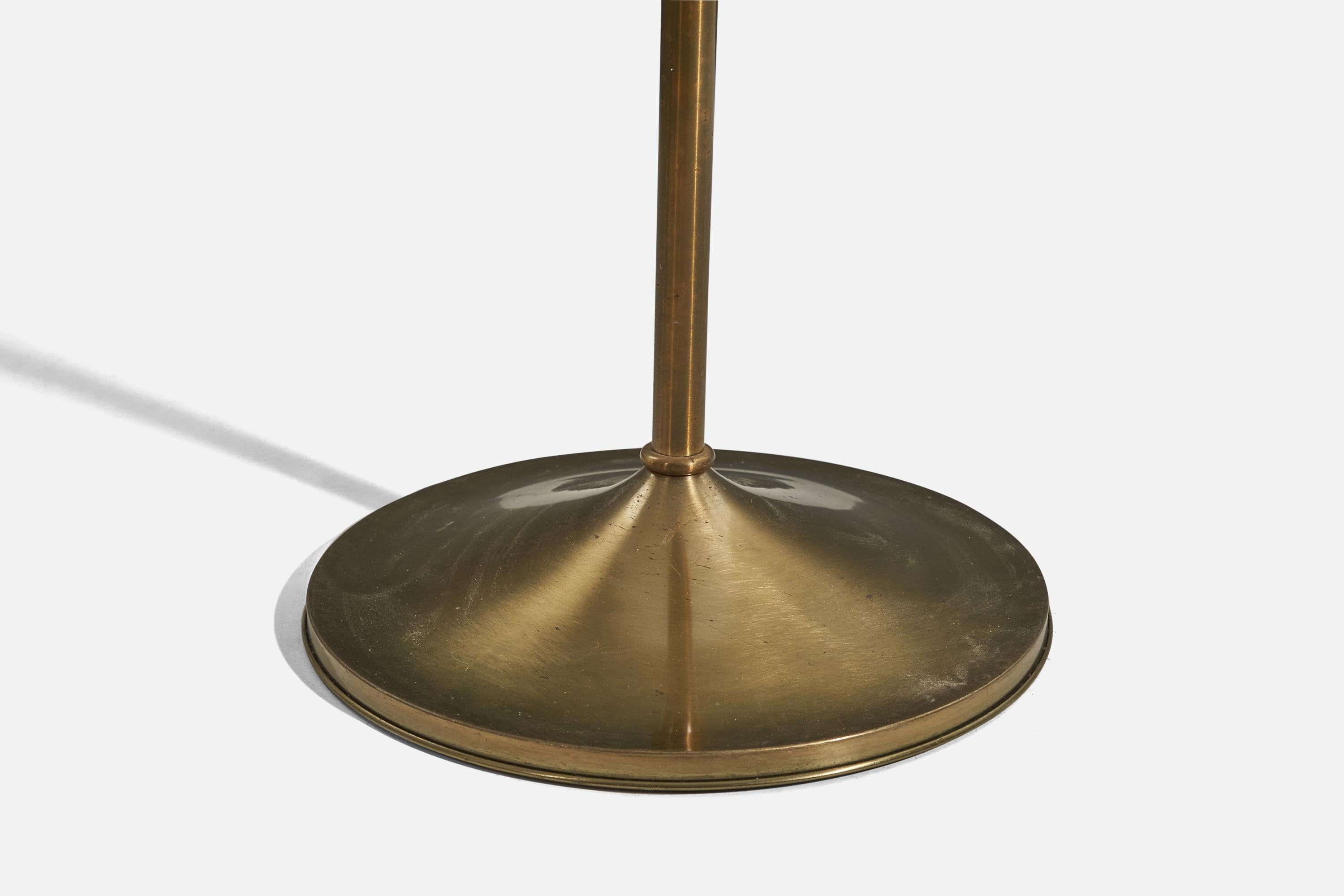 Mid-20th Century Italian Designer, Adjustable Floor Lamp, Brass, Fabric, Italy, 1940s For Sale