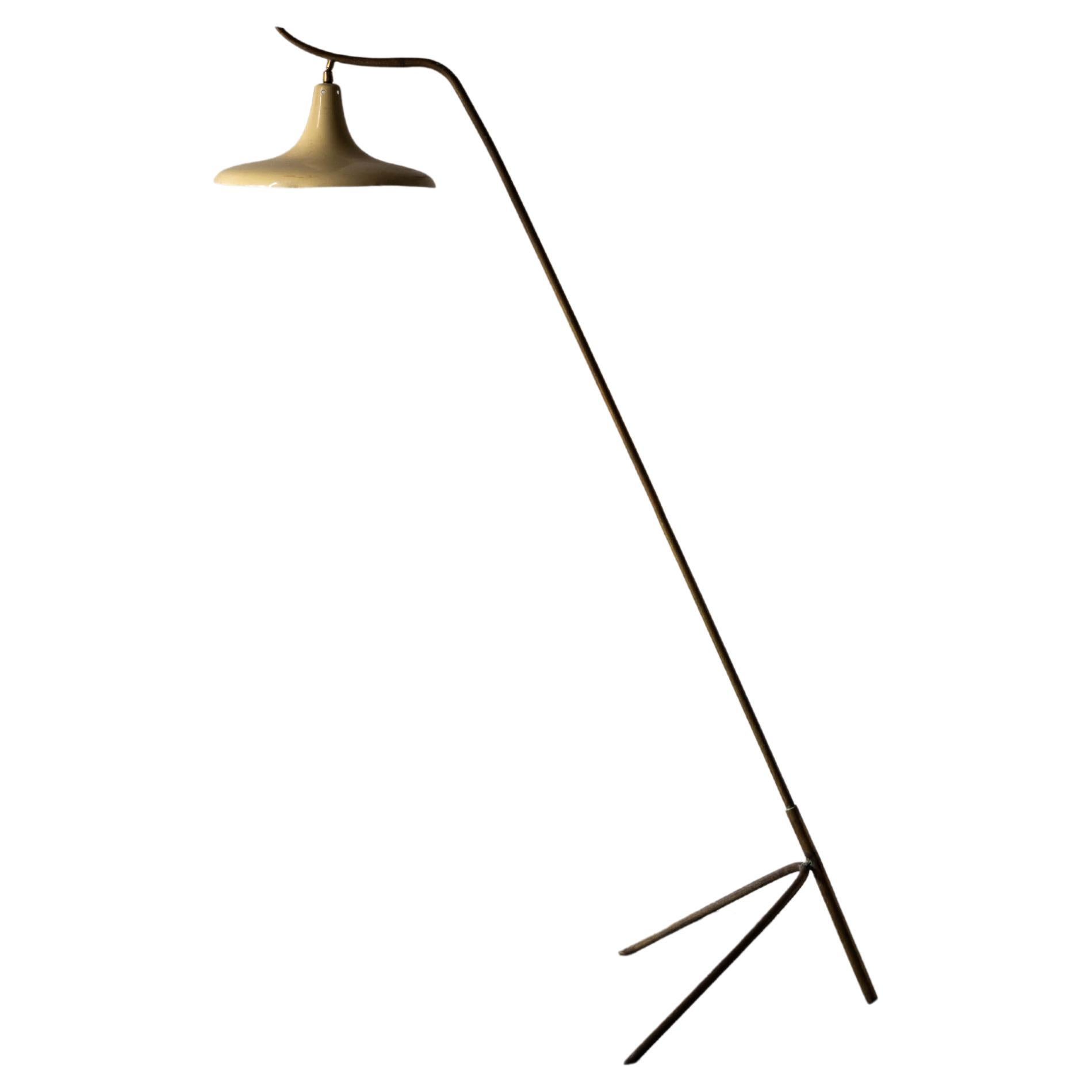 Italian Designer, Adjustable Floor Lamp, Brass, Metal, Italy, 1950s