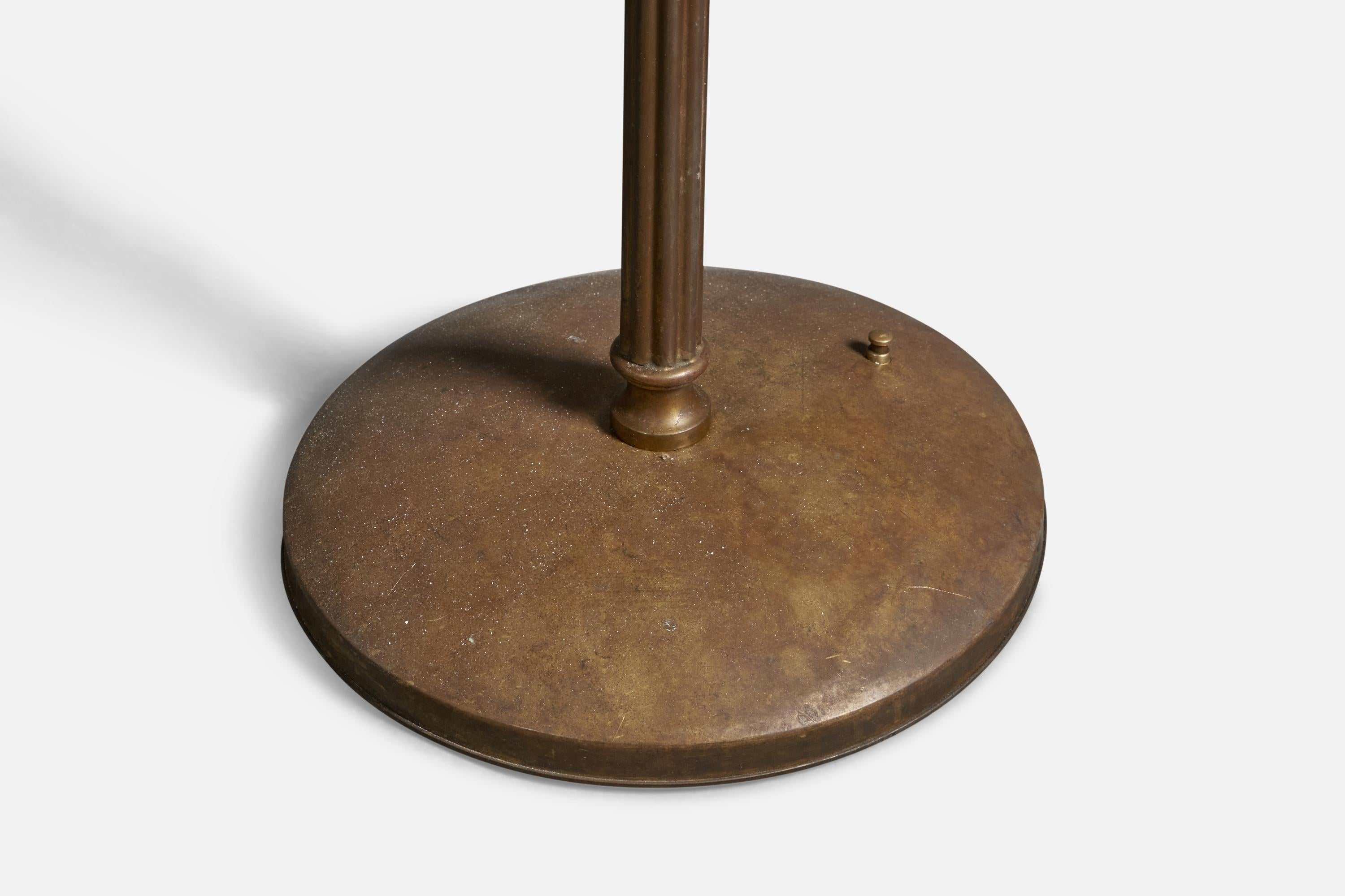 Italian Designer, Adjustable Floor Lamp, Brass, Rattan, Italy, 1940s For Sale 1