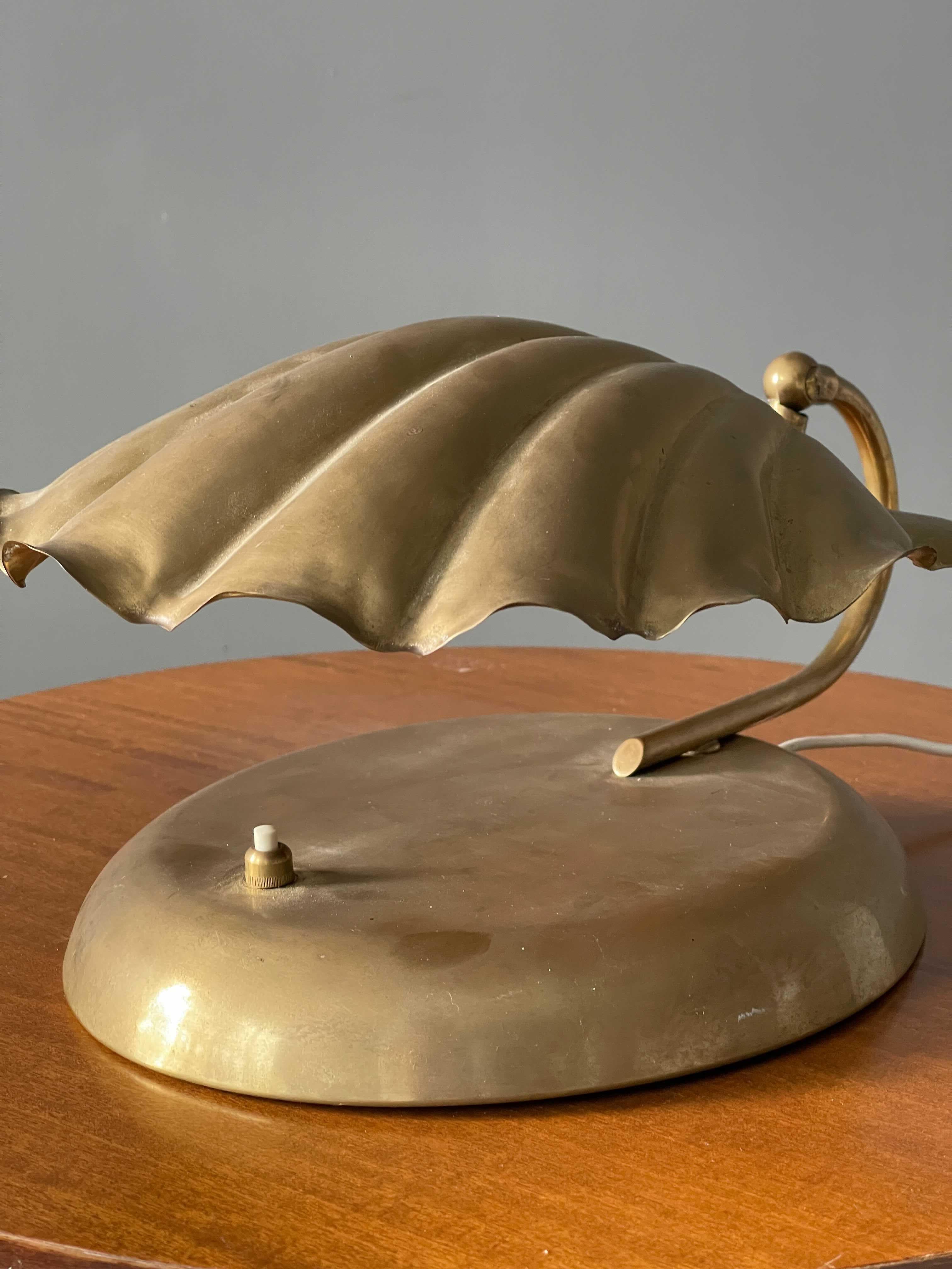 Modern Italian Designer, Adjustable Organic Table Lamp, Brass, Italy, 1960s