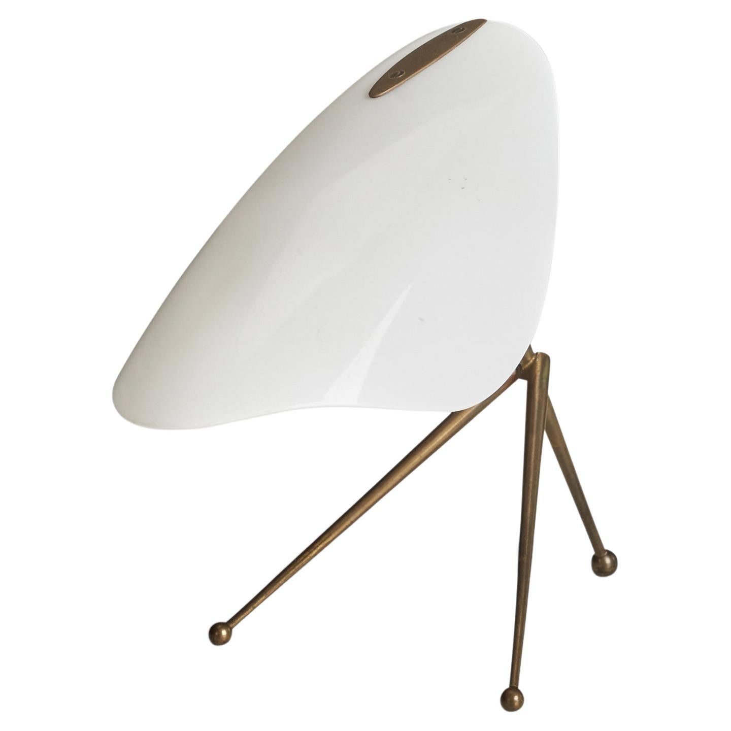 Italian Designer, Adjustable Table Lamp, Brass, Acrylic, Italy, 1950s For Sale