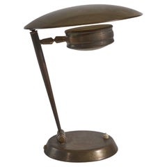 Italian Designer, Adjustable Table Lamp, Brass, Glass, Italy, 1940s