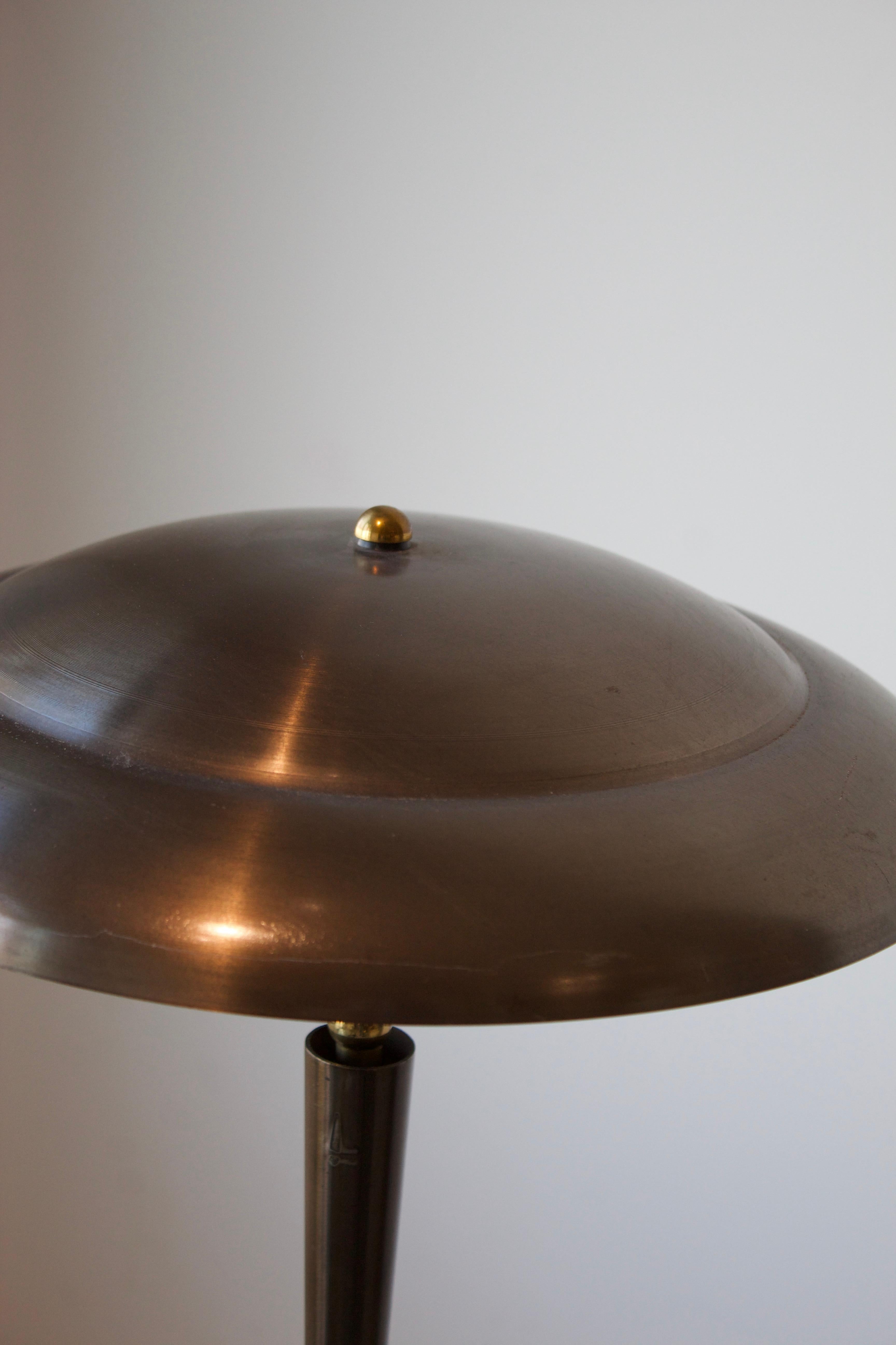 Mid-20th Century Italian Designer, Adjustable Table Lamp, Brass, Italy, 1950s