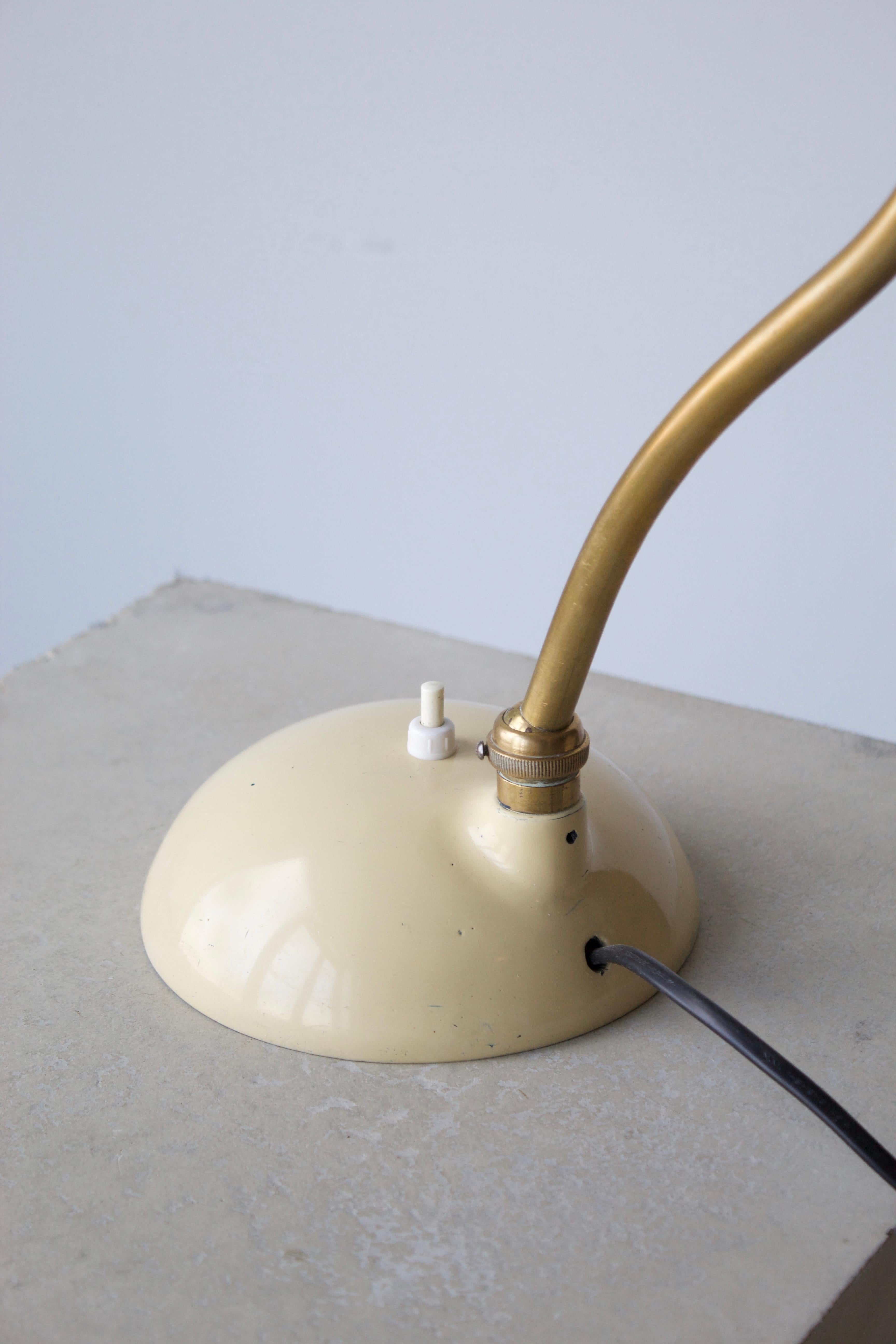 Mid-20th Century Italian Designer, Adjustable Table Lamp, Brass, Lacquered Metal, 1950s