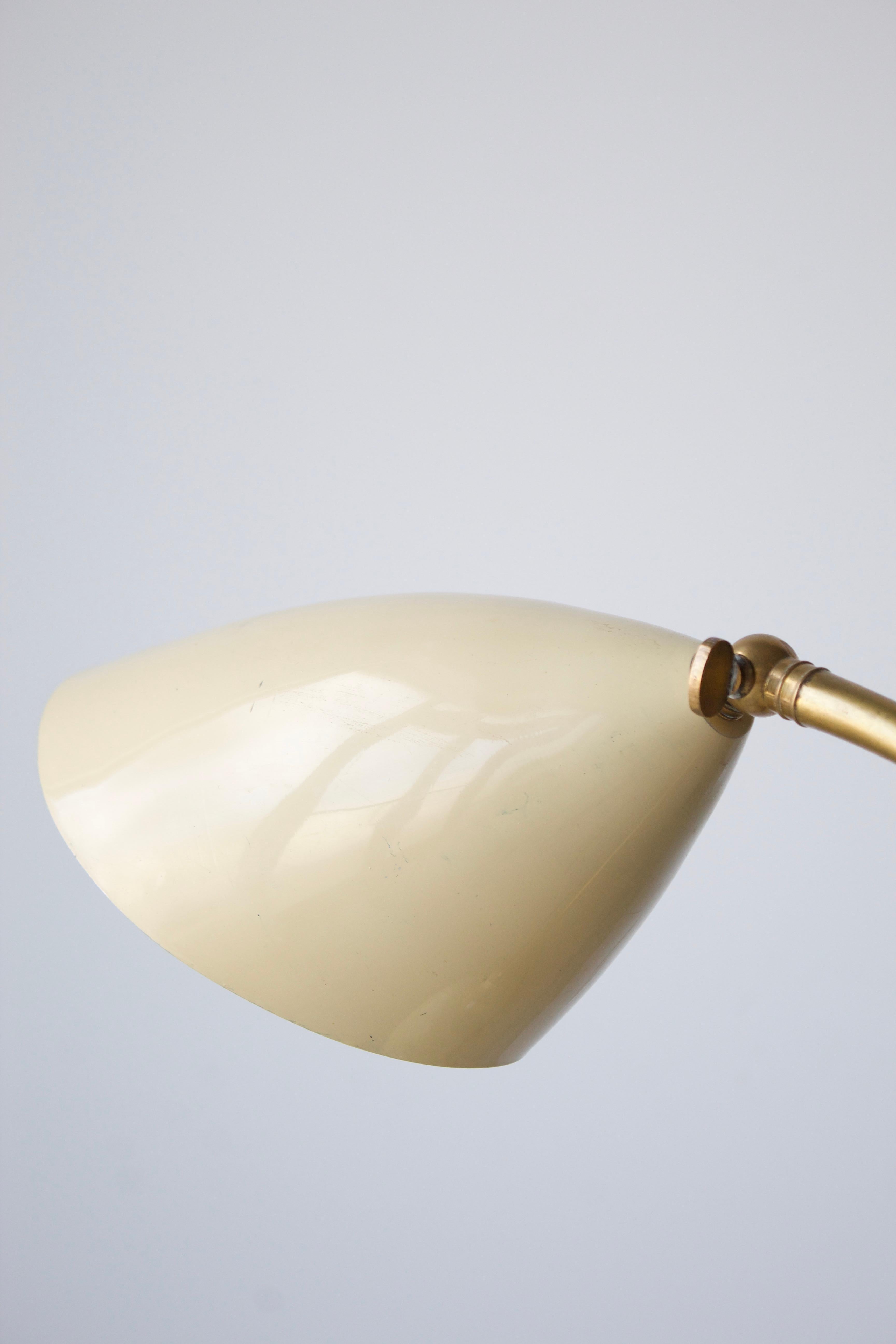 Italian Designer, Adjustable Table Lamp, Brass, Lacquered Metal, 1950s 1