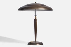 Italian Designer, Adjustable Table Lamp, Brass, Metal, Italy, 1950s