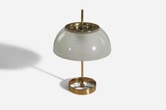 Studio BBPR, Adjustable Table Lamp, Brass, Milk Glass, Artemide, Italy, 1950s