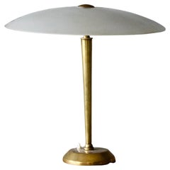Italian Designer, Adjustable Table Lamp, Glass, Brass, Italy, 1940s