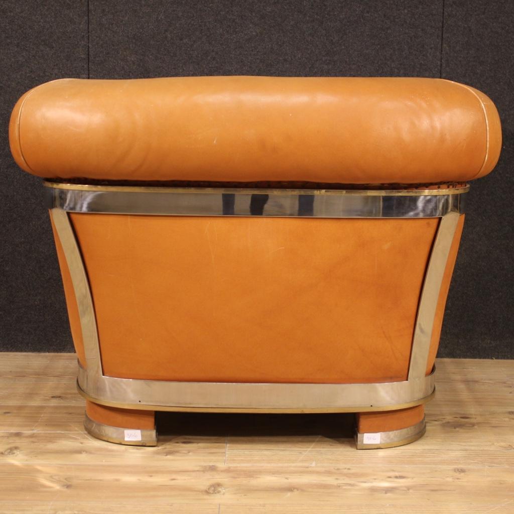 Italian Designer Armchair in Leather For Sale 6