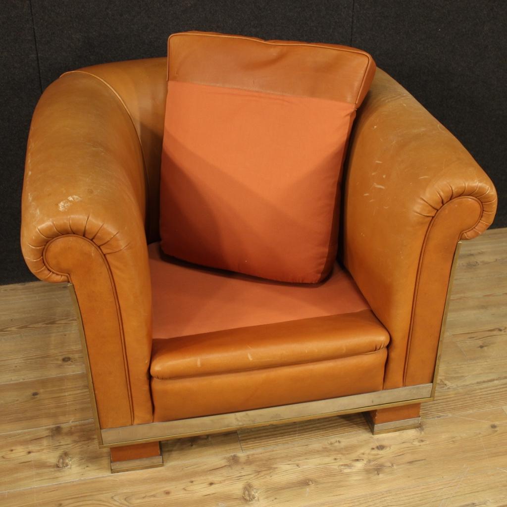 Italian Designer Armchair in Leather In Good Condition For Sale In London, GB