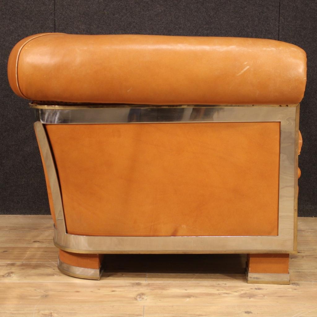 Italian Designer Armchair in Leather For Sale 1