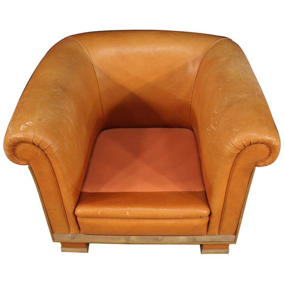 Italian Designer Armchair in Leather For Sale