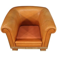 Italian Designer Armchair in Leather