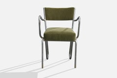 Italian Designer, Armchair, Steel, Mohair, Italy, 1930s