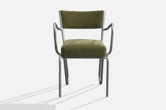 Diseñador italiano, sillón, acero, mohair, Italia, década de 1930