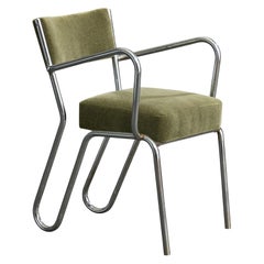 Designer italien, fauteuil, acier, mohair, Italie, années 1930