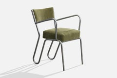 Diseñador italiano, sillón, acero, mohair, Italia, década de 1930