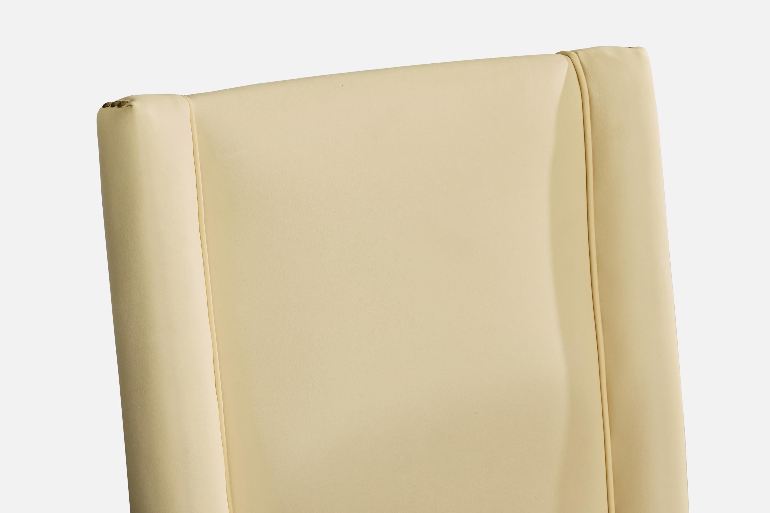 Italian Designer, Armchair, Wood, Vinyl, Italy, 1930s For Sale 3