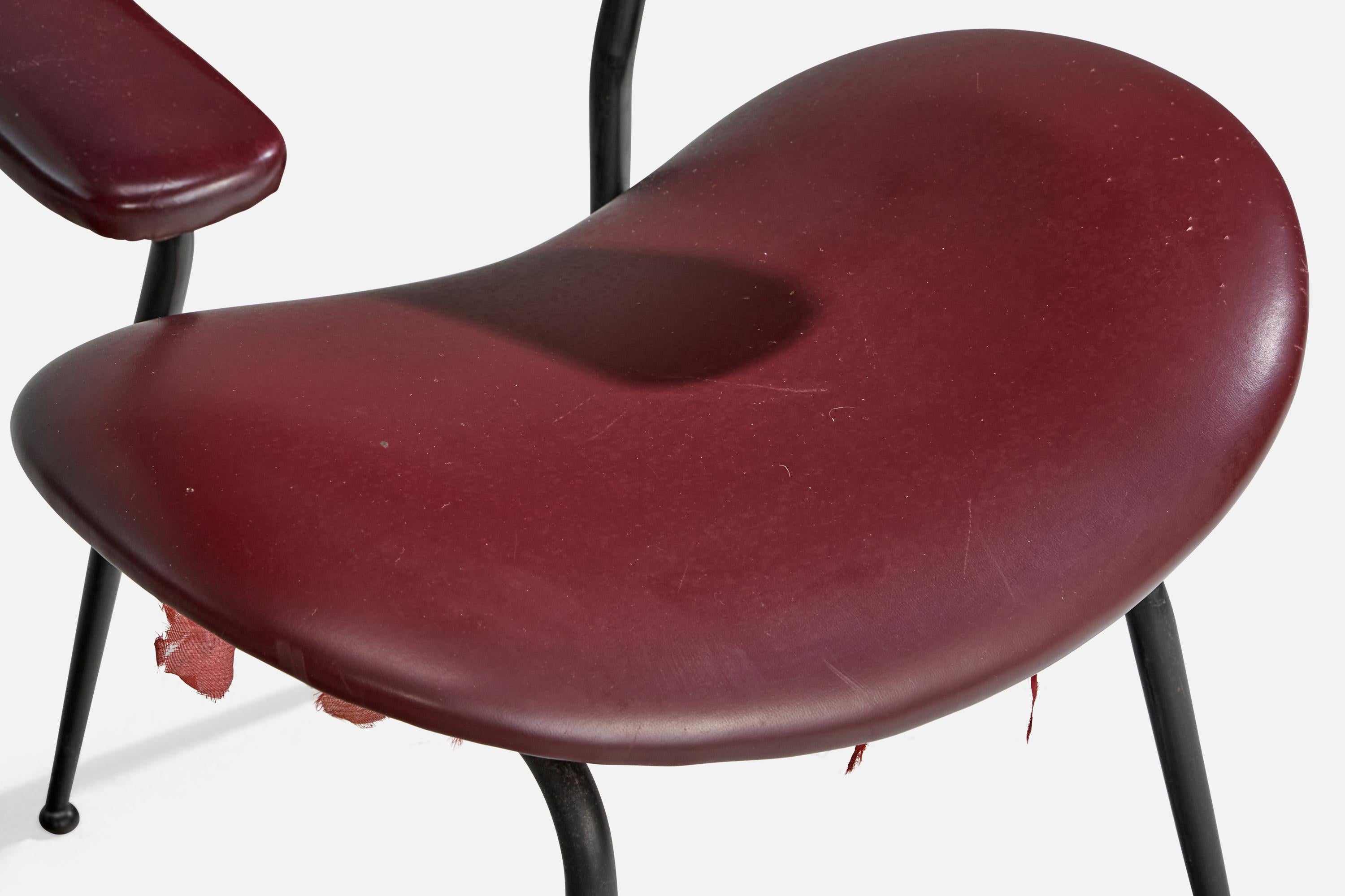 Italian Designer, Armchairs, Metal, Vinyl, Italy, 1960s For Sale 6