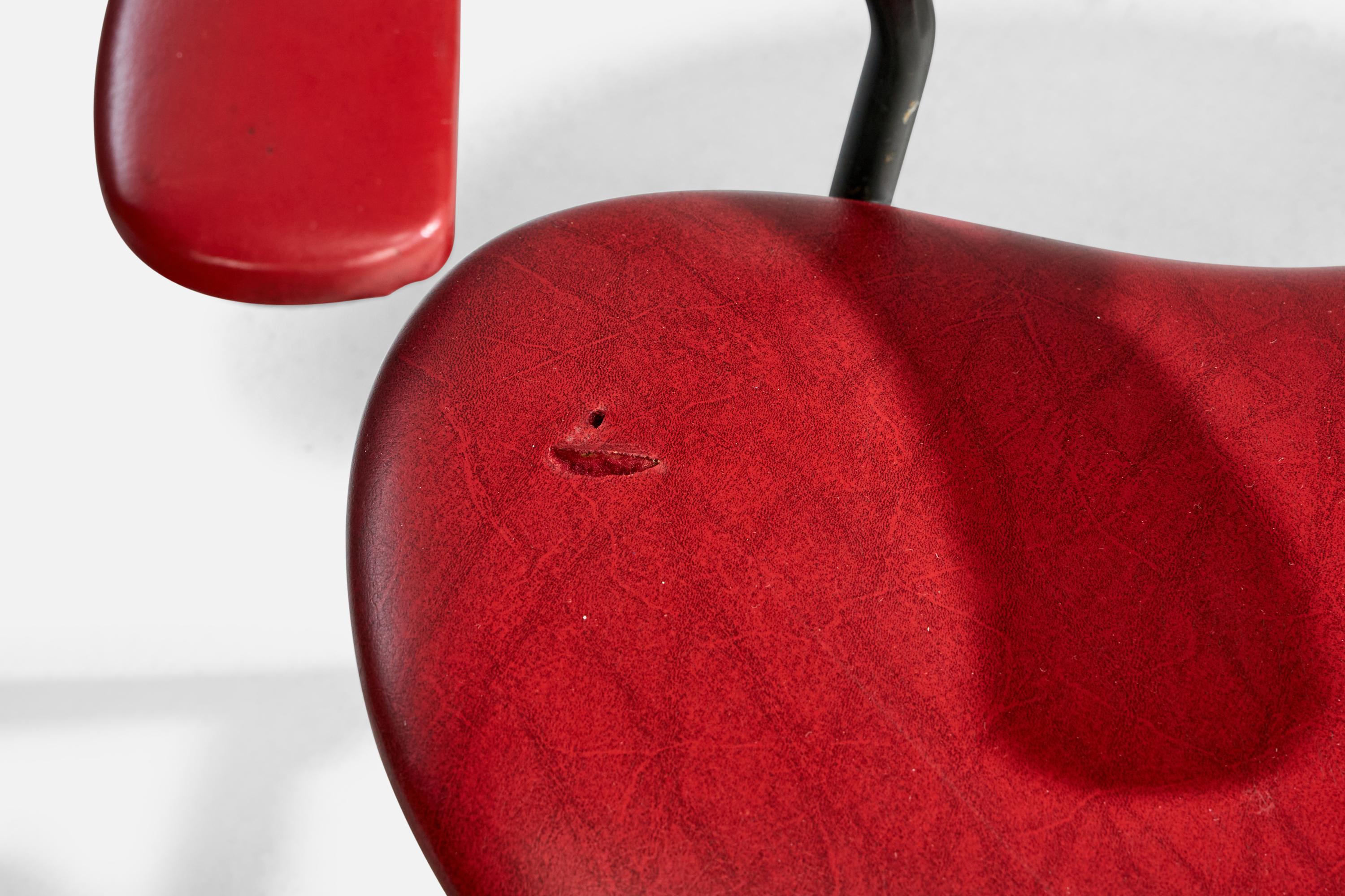 Italian Designer, Armchairs, Metal, Vinyl, Italy, 1960s For Sale 6
