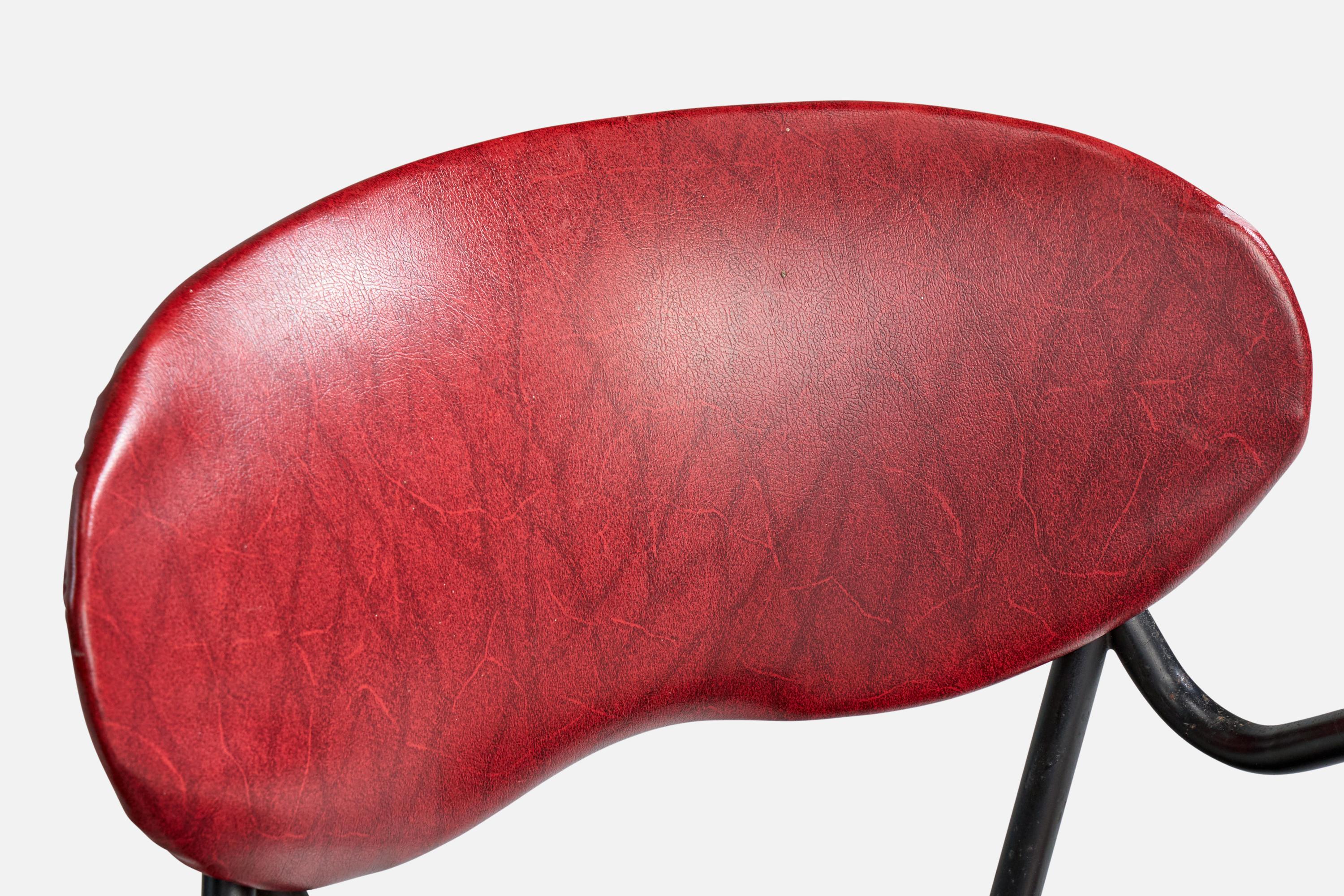 Italian Designer, Armchairs, Metal, Vinyl, Italy, 1960s For Sale 3
