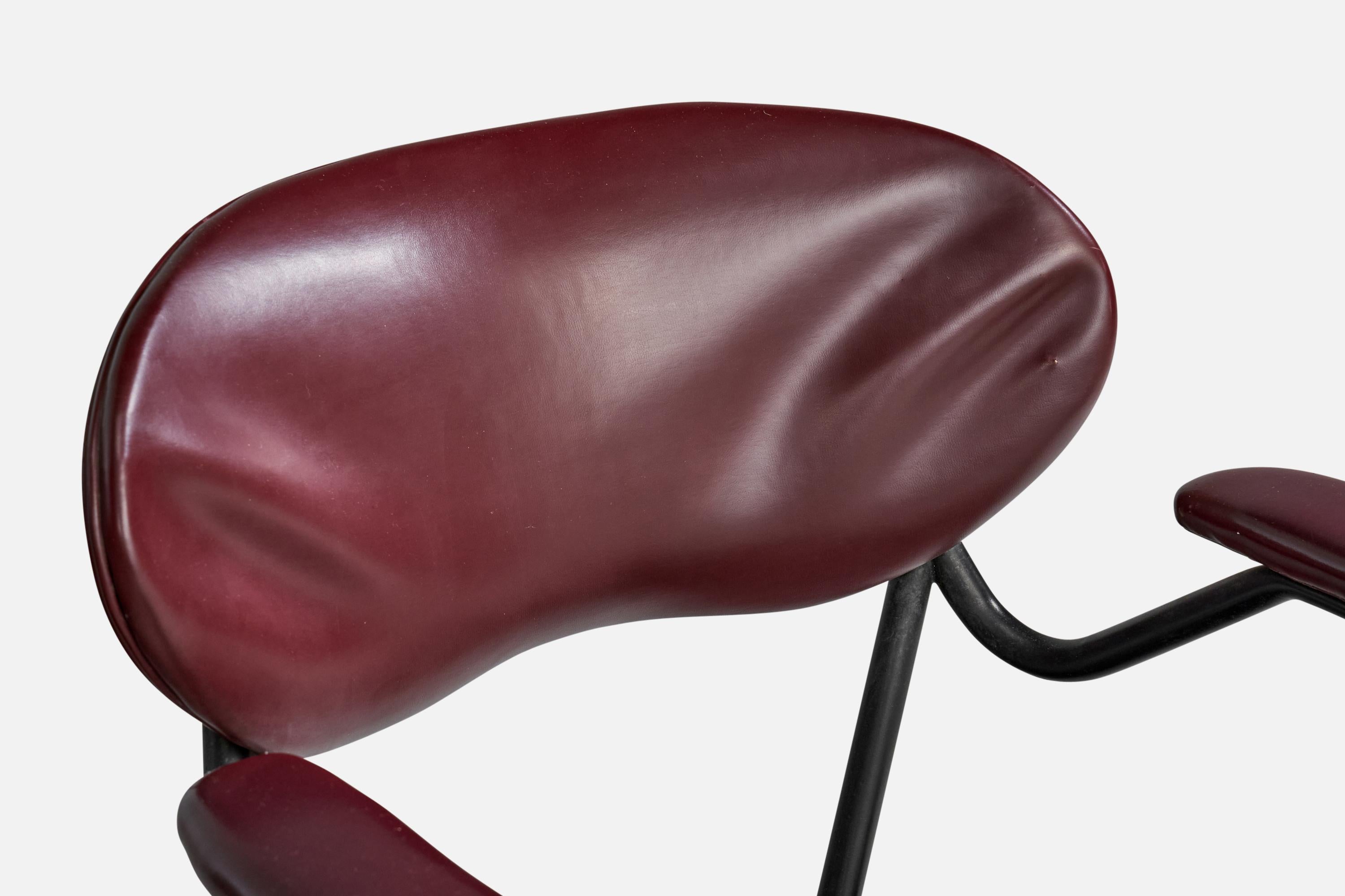 Italian Designer, Armchairs, Metal, Vinyl, Italy, 1960s For Sale 4