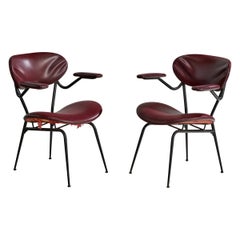 Italian Designer, Armchairs, Metal, Vinyl, Italy, 1960s