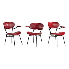 Italian Designer, Armchairs, Metal, Vinyl, Italy, 1960s