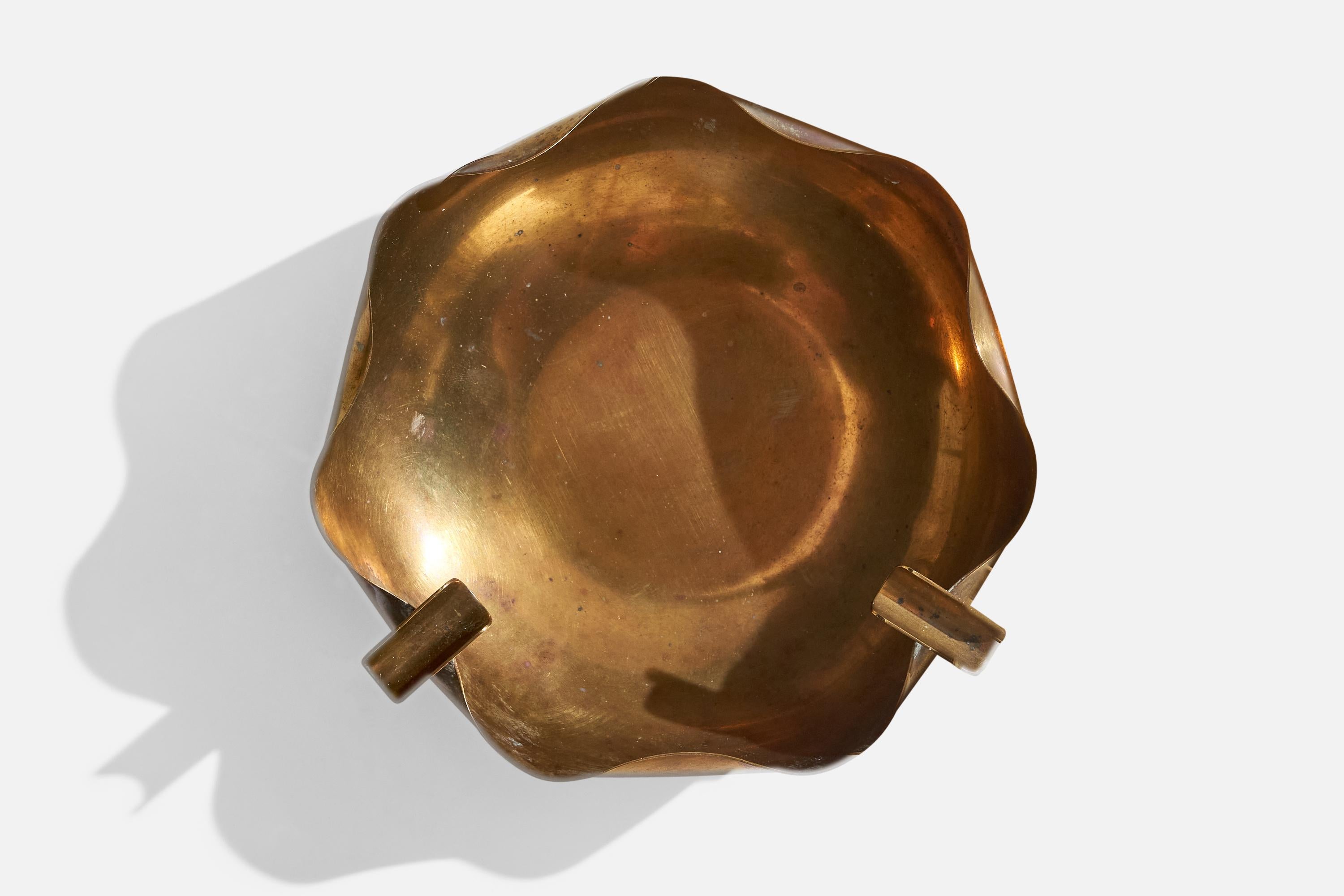 Mid-20th Century Italian Designer, Ashtray, Brass, Italy, 1950s For Sale