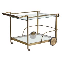 Italian Designer, Bar Cart, Brass, Glass, Italy, 1960s