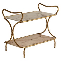 Italienischer Designer, Barwagen, Messing, Marmor, Italien, 1940er Jahre