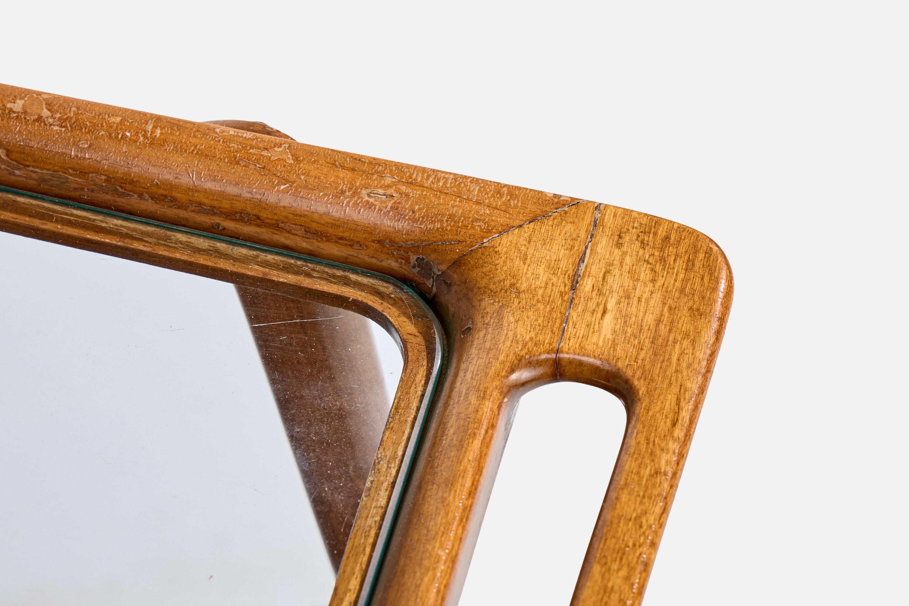 Diseñador italiano, Carrito de bar, Madera, Latón, Cristal, Italia, Años 50 mediados del siglo XX en venta