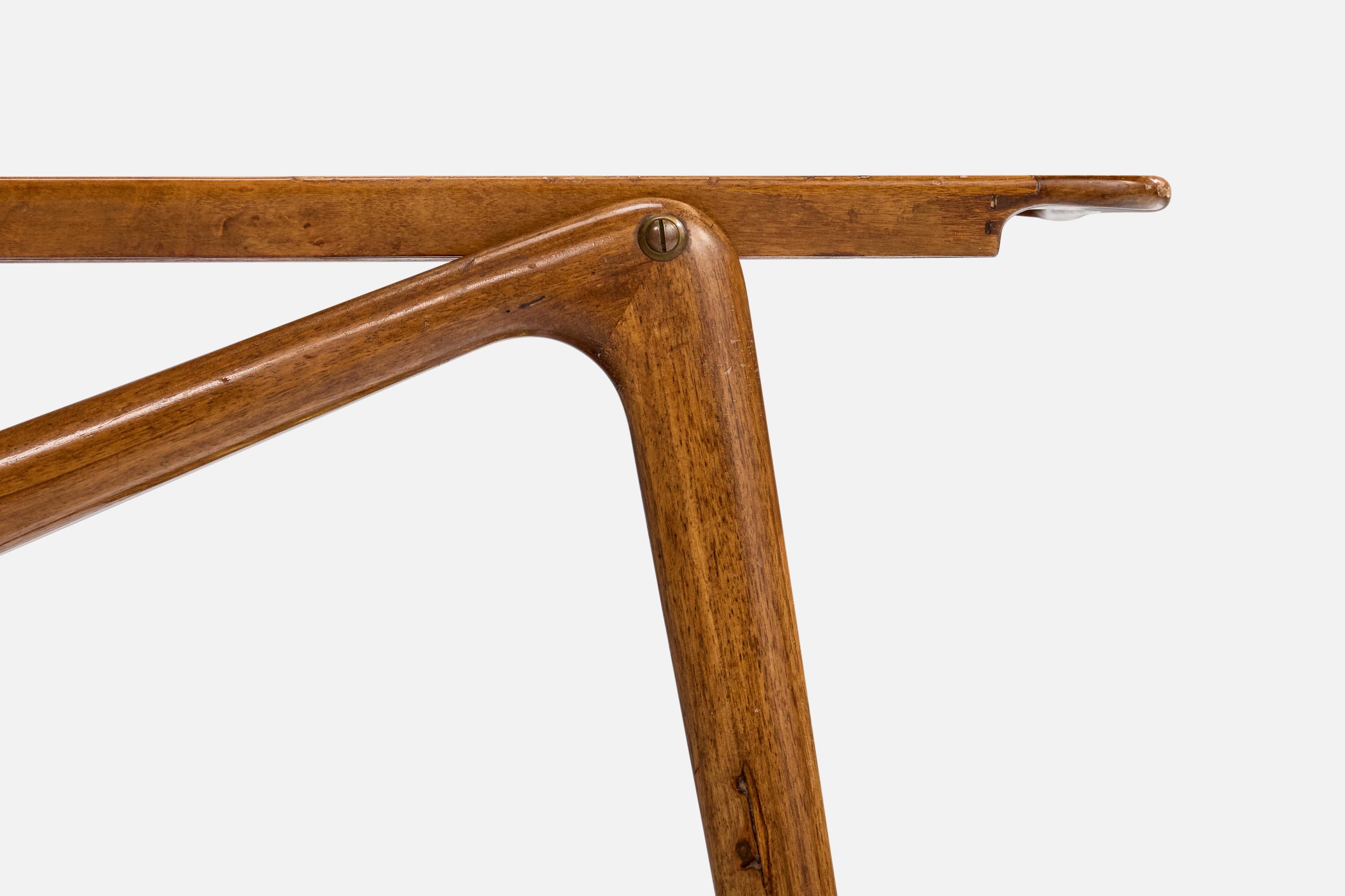 Diseñador italiano, Carrito de bar, Madera, Latón, Cristal, Italia, Años 50 en venta 1