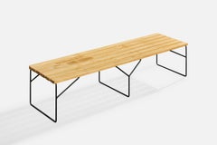 Italian Designer, Bench, Oak, Iron, Italy, 1960s