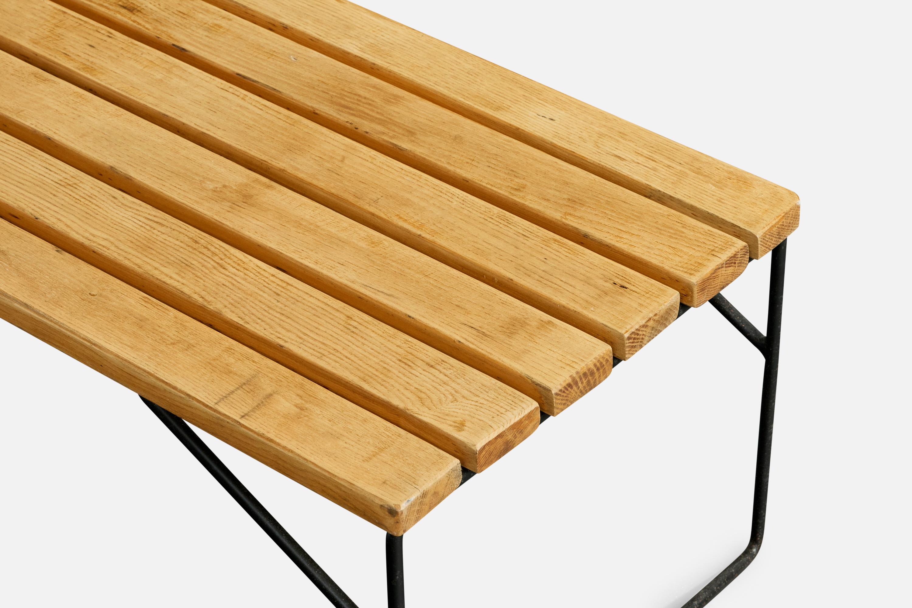 Italienischer Designer, Bank, Eiche, Eisen, Italien, 1960er im Angebot 2