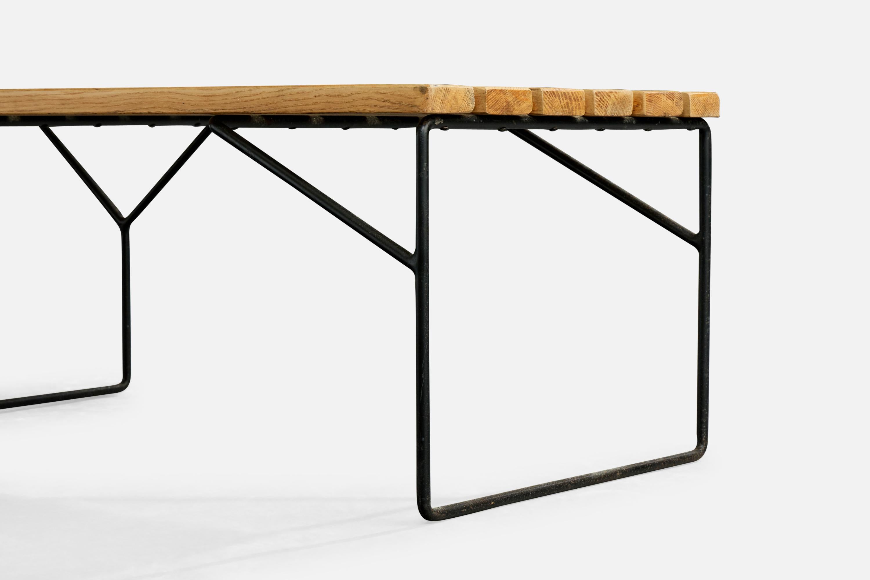 Italienischer Designer, Bank, Eiche, Eisen, Italien, 1960er im Angebot 4