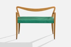 Italian Designer, Bench, Wood, Vinyl, Italy, 1960s