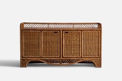 Cabinet de designer italien, rotin, Oak, Italie, années 1950
