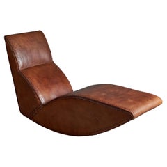 Used Italian Designer, Chaise Longue, Leather, Italy, 1980s