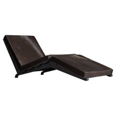 Designer italiano, Chaise Longue, Wood, Pelle di mucca, Italia, anni '80