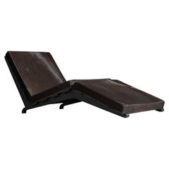 Italian Designer, Chaise Longue, Wood, Cow Hide, Italy, 1980s