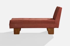 Chaise Longue di design italiano, legno, tessuto, Francia, anni '50