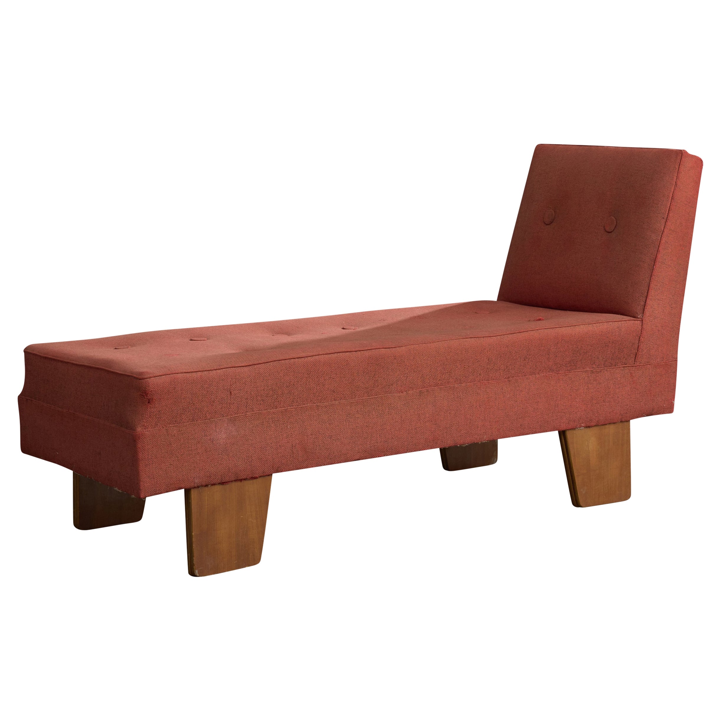 Italian Designer, Chaise Longue, Wood, Fabric, France, 1950s