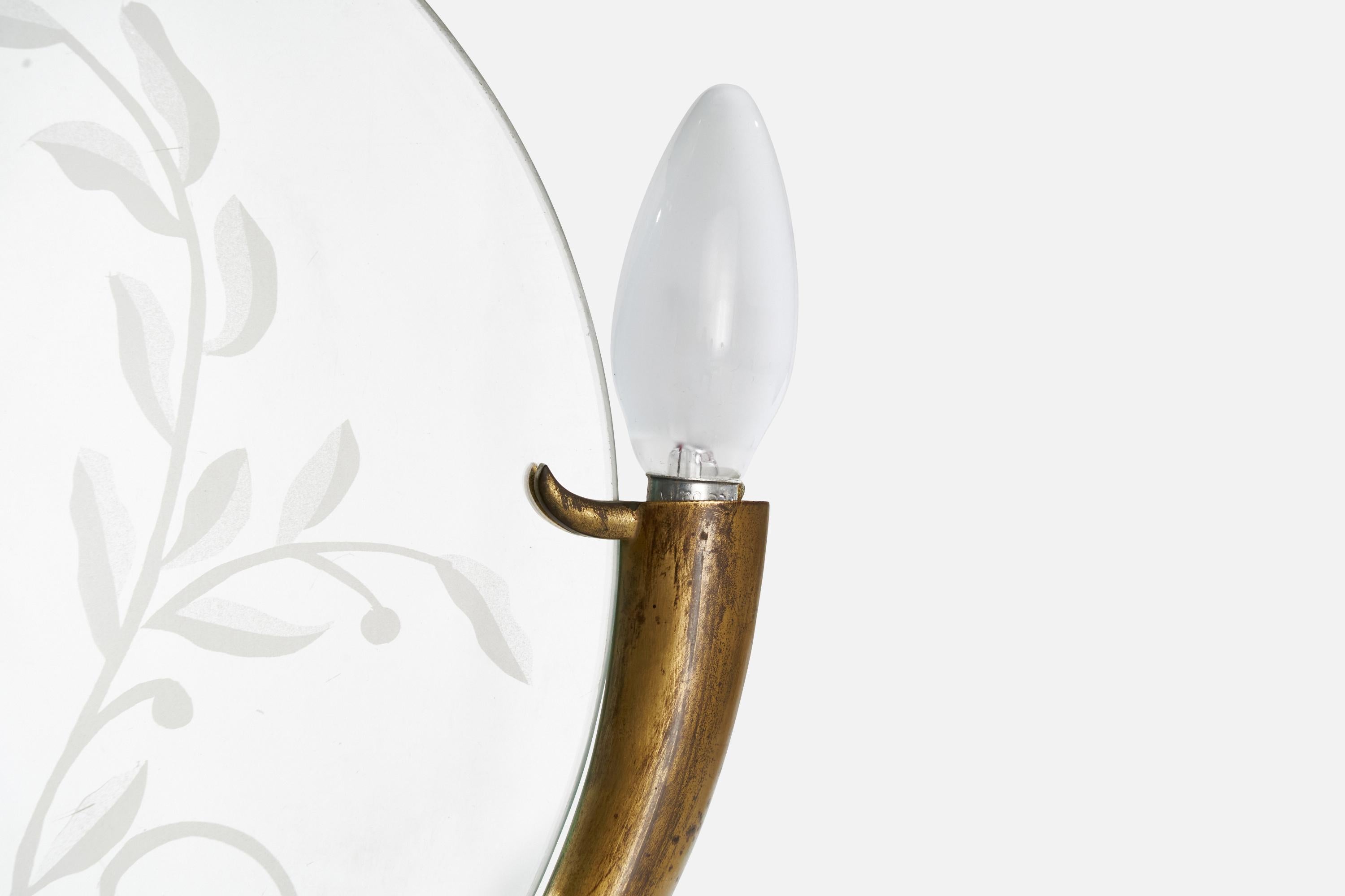 Lustre de designer italien, laiton, verre, Italie, années 1930 en vente 6