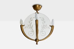 Italienischer Designer, Kronleuchter, Messing, Glas, Italien, 1930er Jahre